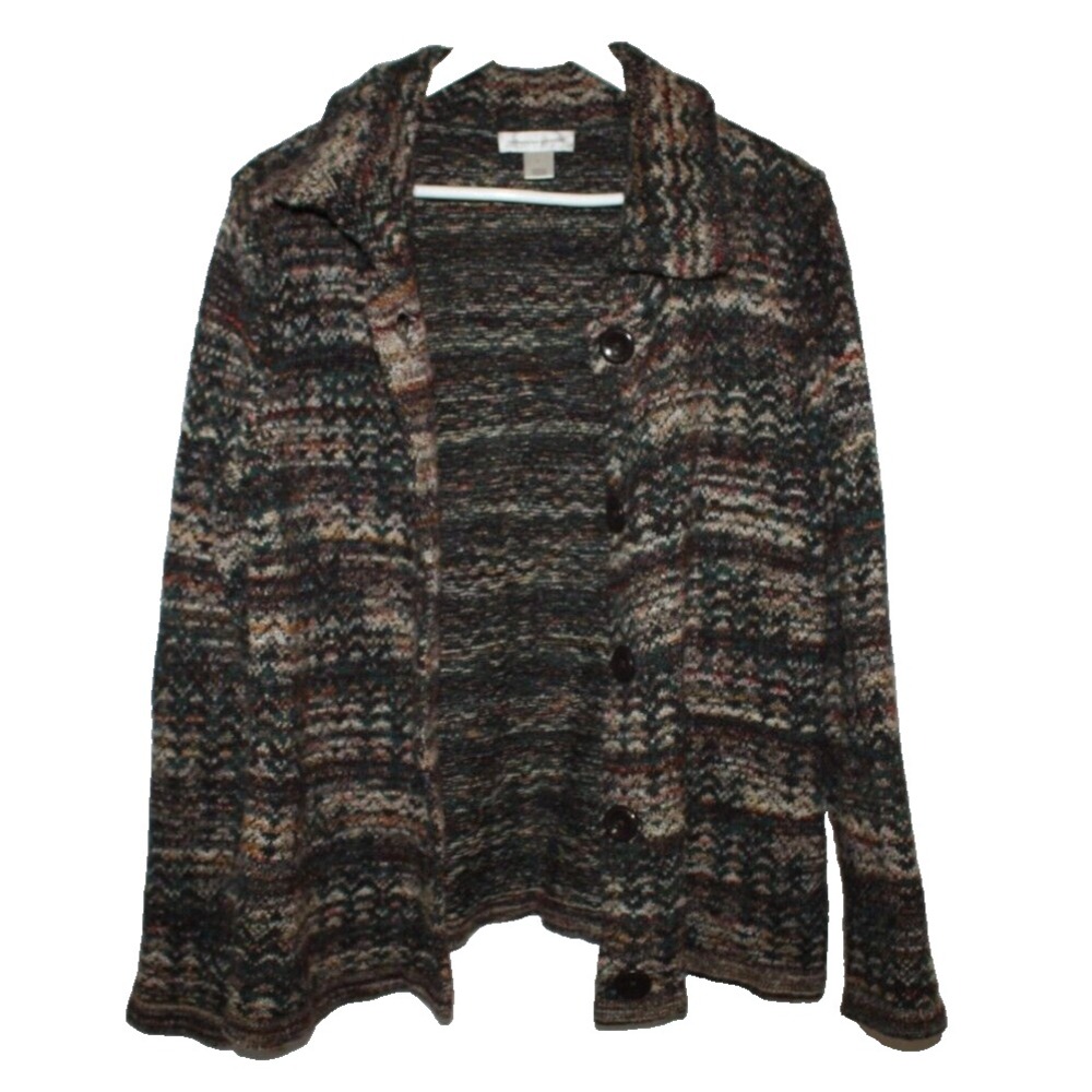 Christopher & Banks Sweater Womens L Wool Blend Cardigan Button Grandma Core